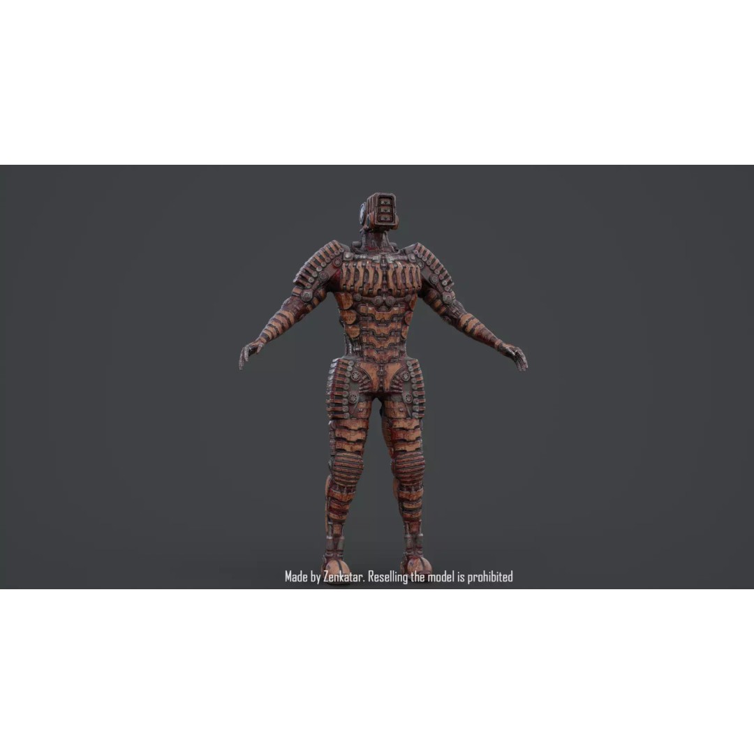 Bloody Horror Robot 3D Model – Low Poly Sci-Fi Character, FBX - View 28