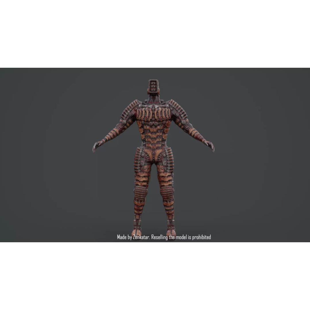 Bloody Horror Robot 3D Model – Low Poly Sci-Fi Character, FBX - View 29