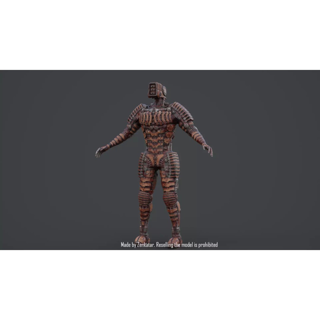 Bloody Horror Robot 3D Model – Low Poly Sci-Fi Character, FBX - View 30