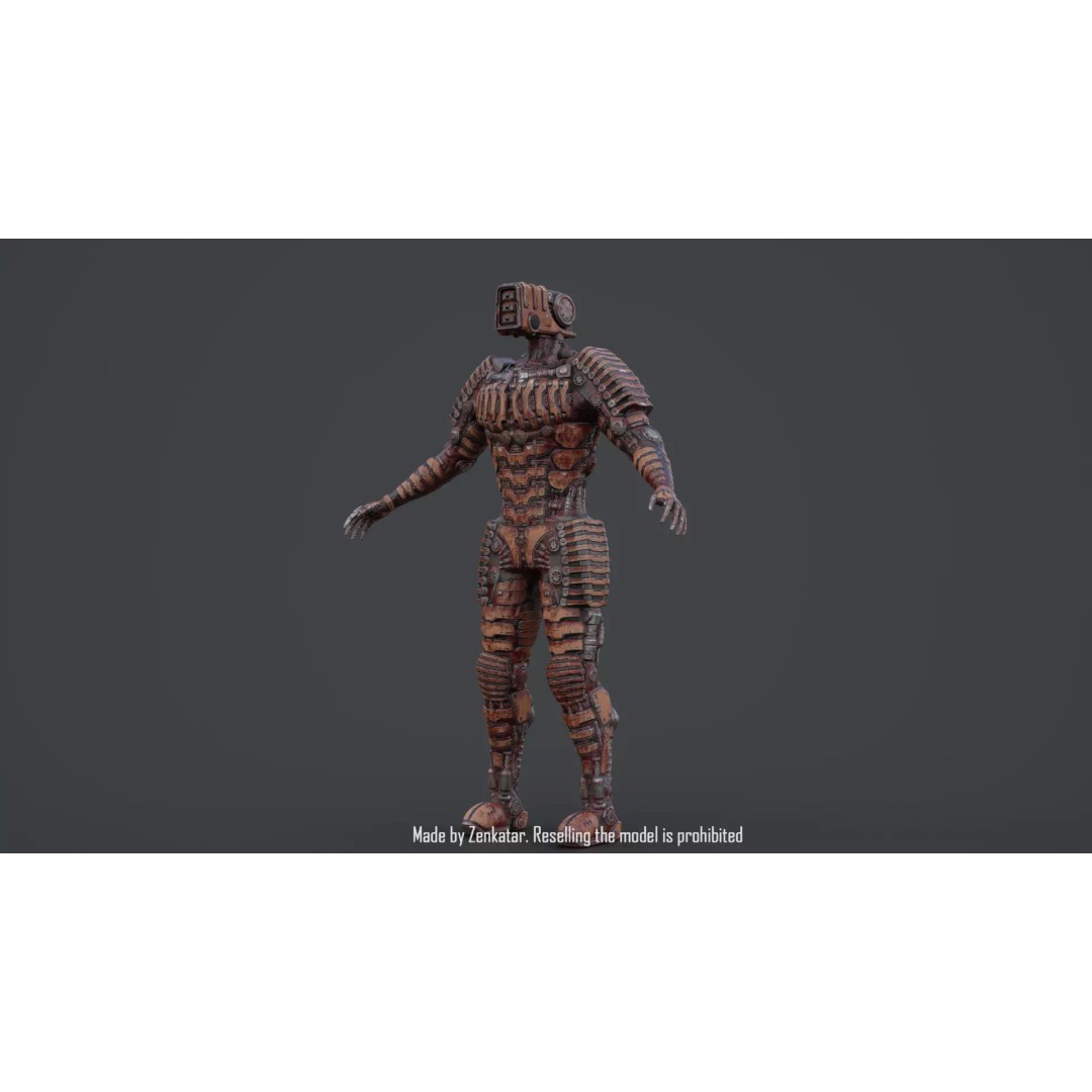 Bloody Horror Robot 3D Model – Low Poly Sci-Fi Character, FBX - View 31