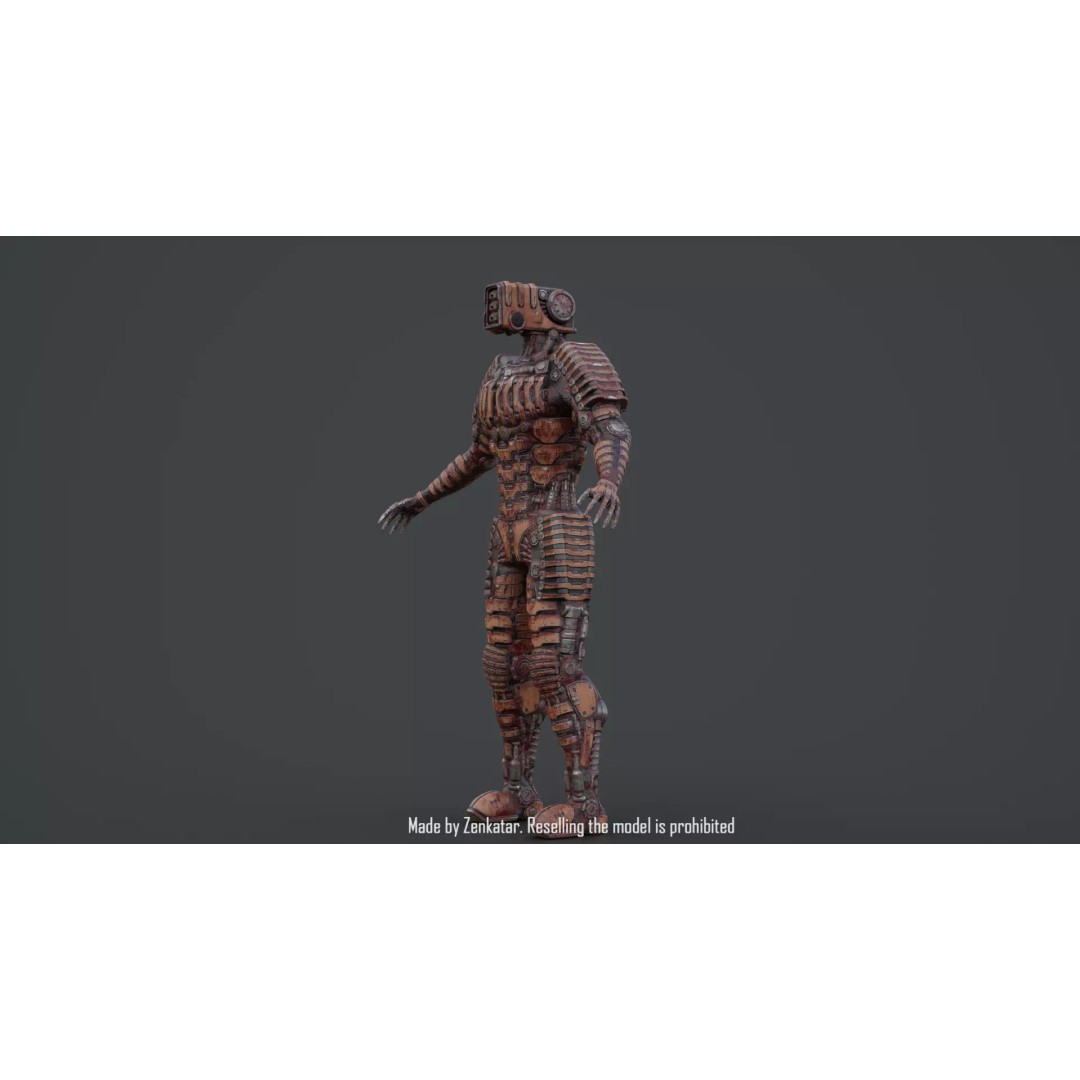 Bloody Horror Robot 3D Model – Low Poly Sci-Fi Character, FBX - View 32
