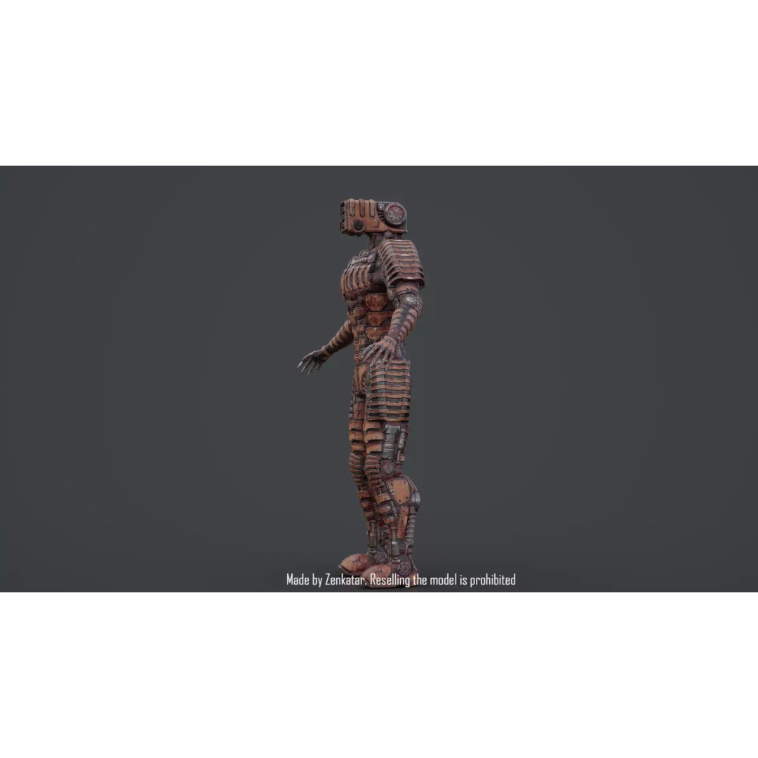 Bloody Horror Robot 3D Model – Low Poly Sci-Fi Character, FBX - View 33