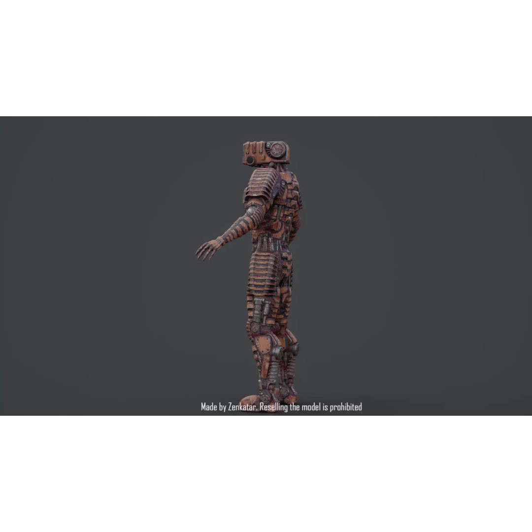 Bloody Horror Robot 3D Model – Low Poly Sci-Fi Character, FBX - View 35