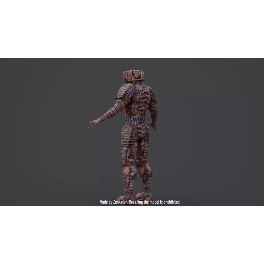 Bloody Horror Robot 3D Model – Low Poly Sci-Fi Character, FBX - View 36