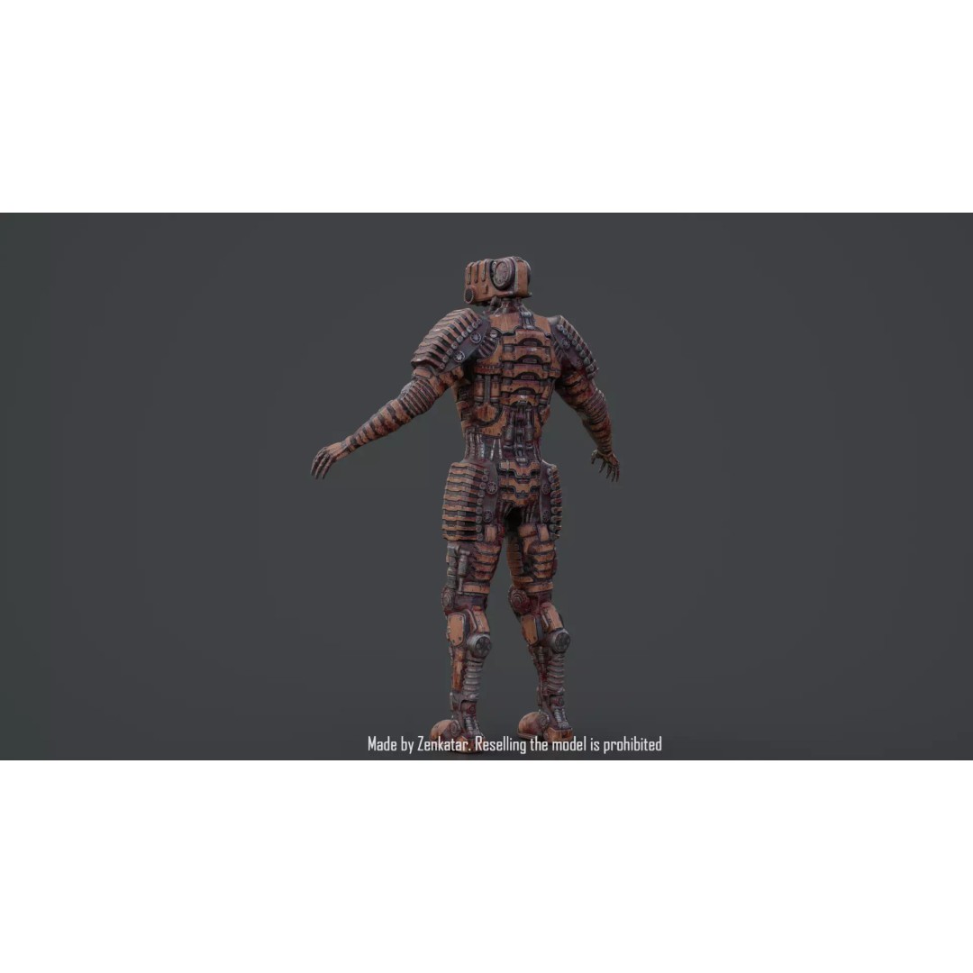 Bloody Horror Robot 3D Model – Low Poly Sci-Fi Character, FBX - View 37