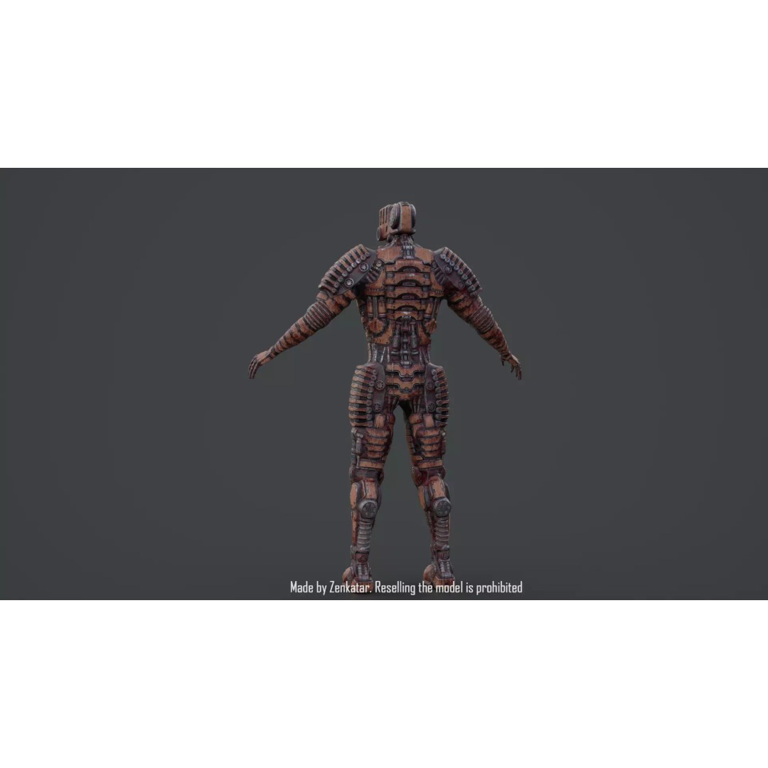 Bloody Horror Robot 3D Model – Low Poly Sci-Fi Character, FBX - View 38