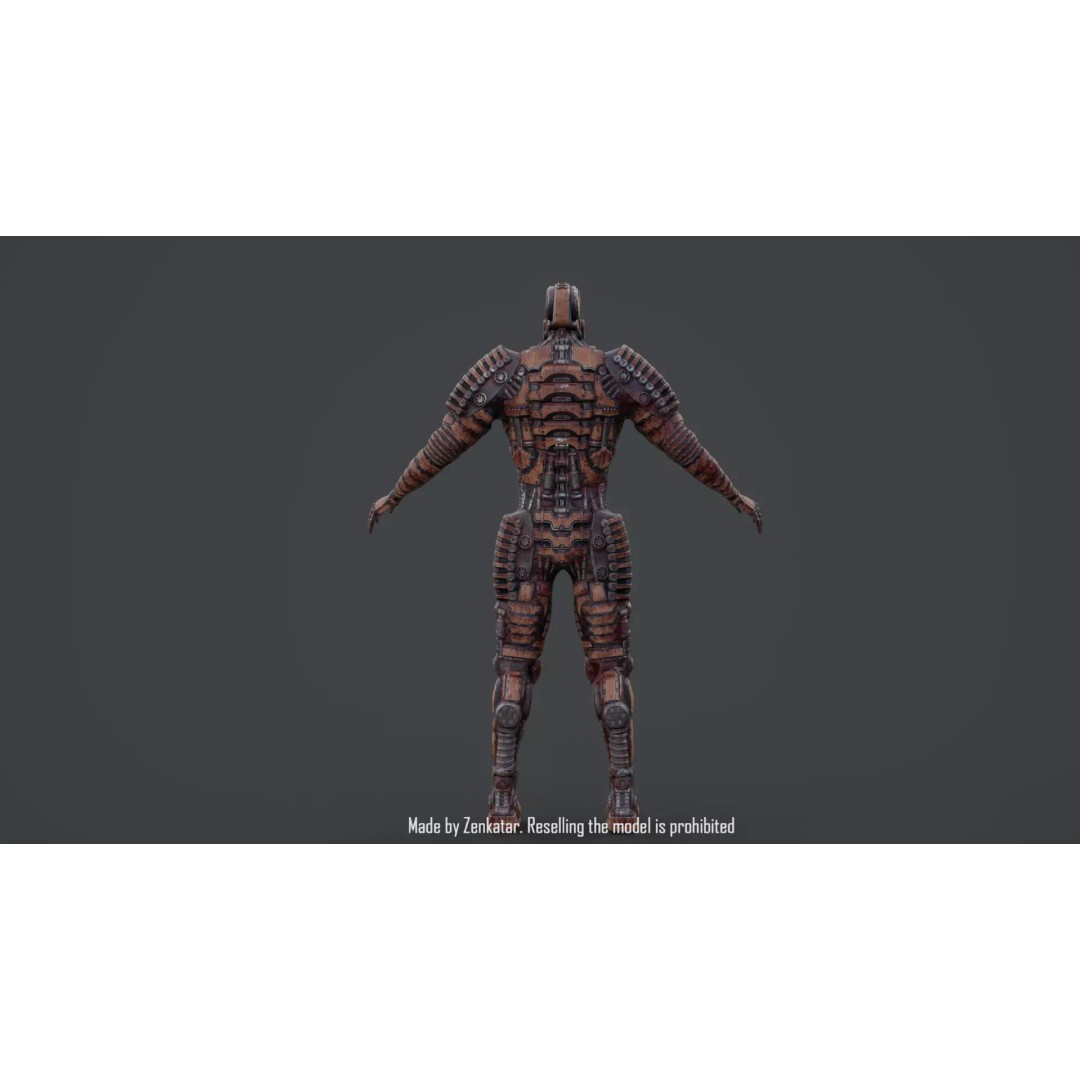 Bloody Horror Robot 3D Model – Low Poly Sci-Fi Character, FBX - View 39