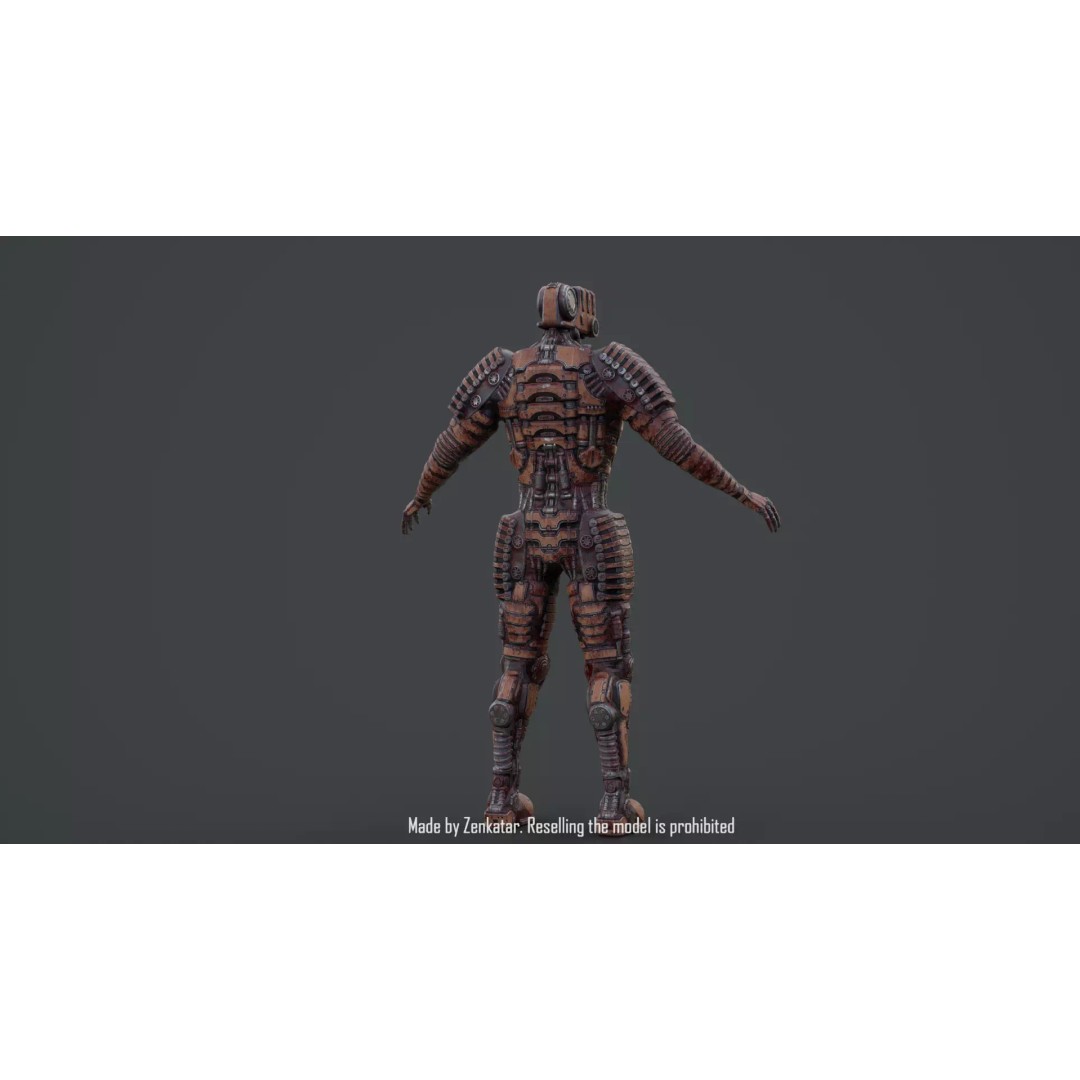 Bloody Horror Robot 3D Model – Low Poly Sci-Fi Character, FBX - View 40
