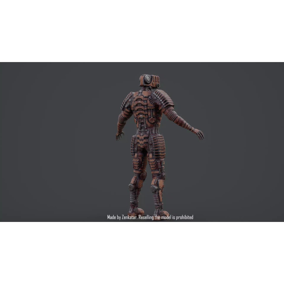 Bloody Horror Robot 3D Model – Low Poly Sci-Fi Character, FBX - View 41