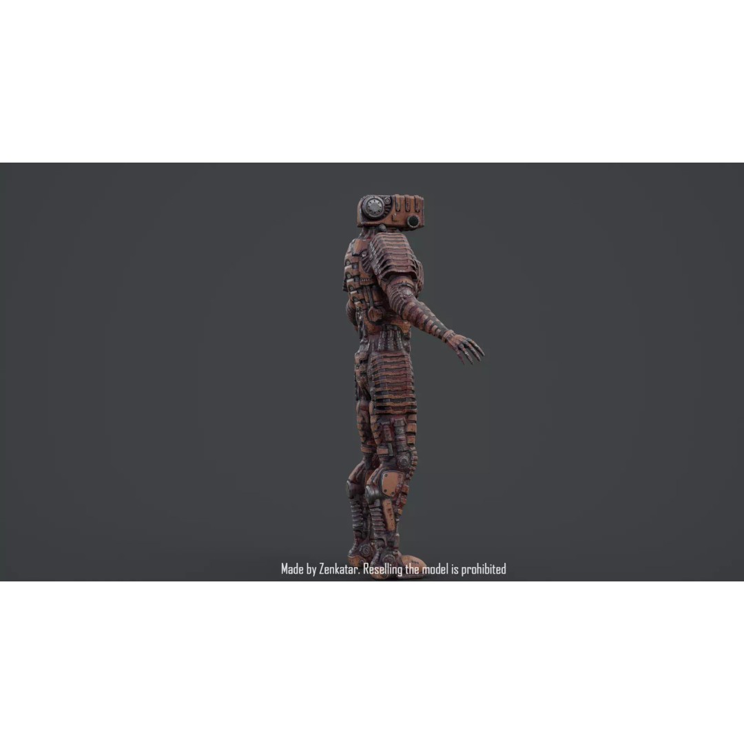 Bloody Horror Robot 3D Model – Low Poly Sci-Fi Character, FBX - View 43