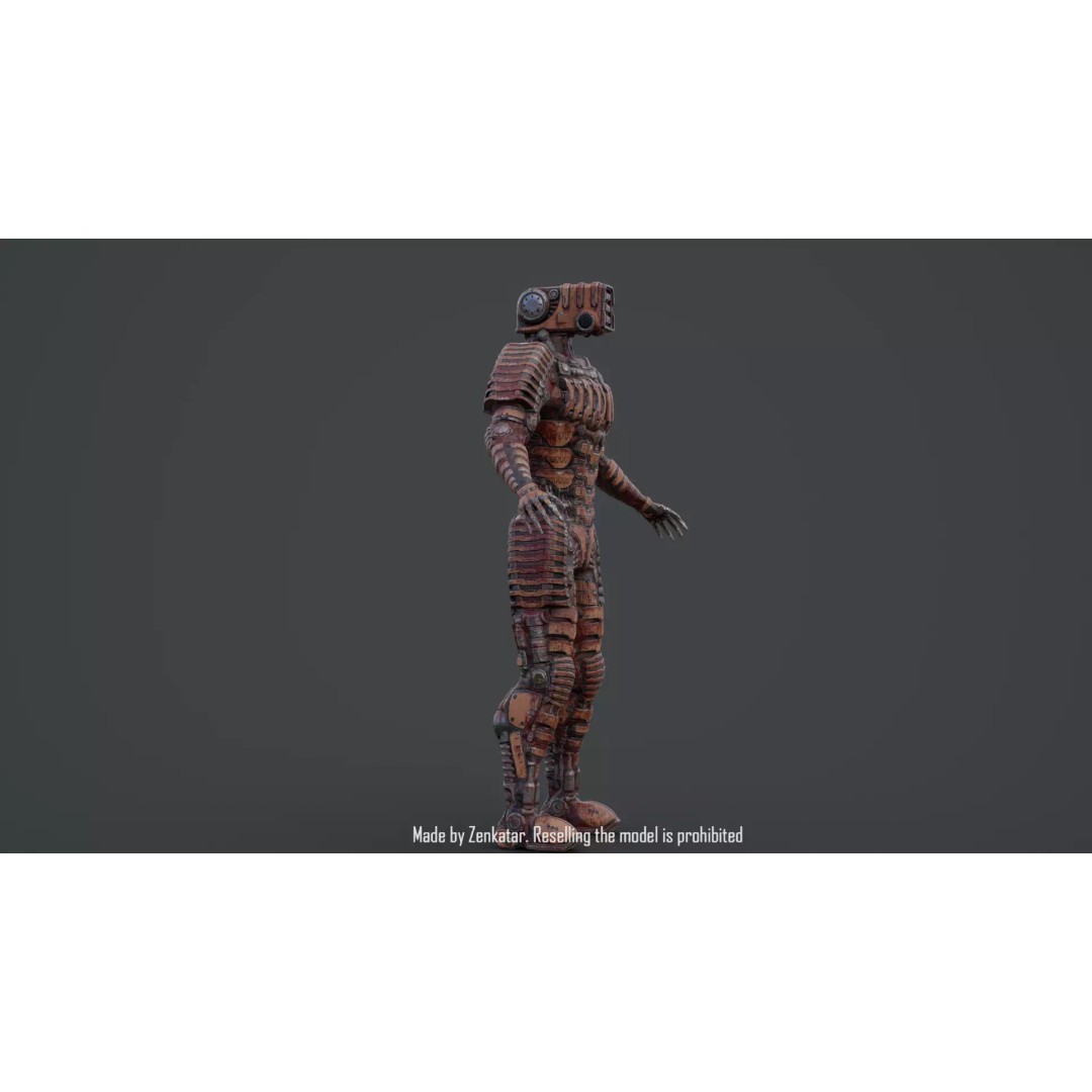 Bloody Horror Robot 3D Model – Low Poly Sci-Fi Character, FBX - View 45