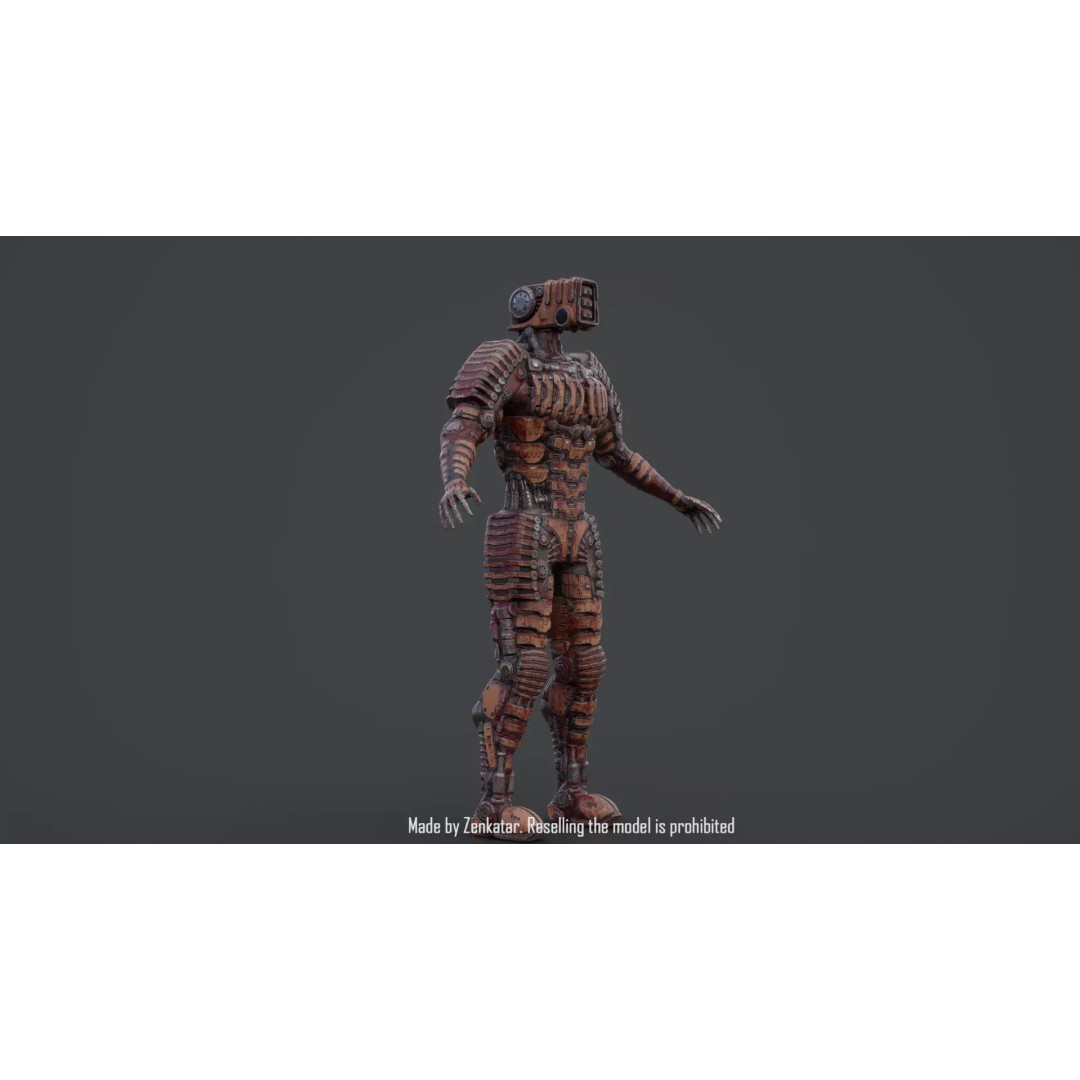 Bloody Horror Robot 3D Model – Low Poly Sci-Fi Character, FBX - View 46