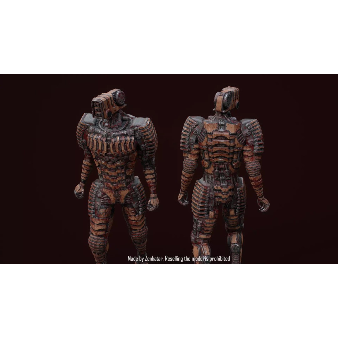 Bloody Horror Robot 3D Model – Low Poly Sci-Fi Character, FBX - View 5