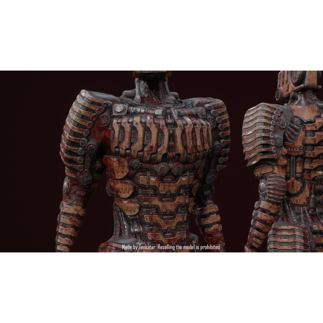 Bloody Horror Robot 3D Model – Low Poly Sci-Fi Character, FBX - View 6