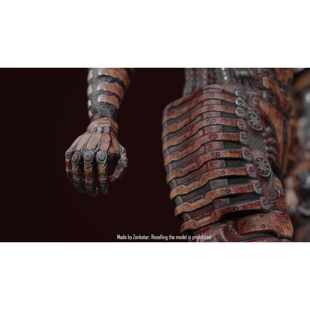 Bloody Horror Robot 3D Model – Low Poly Sci-Fi Character, FBX - View 7