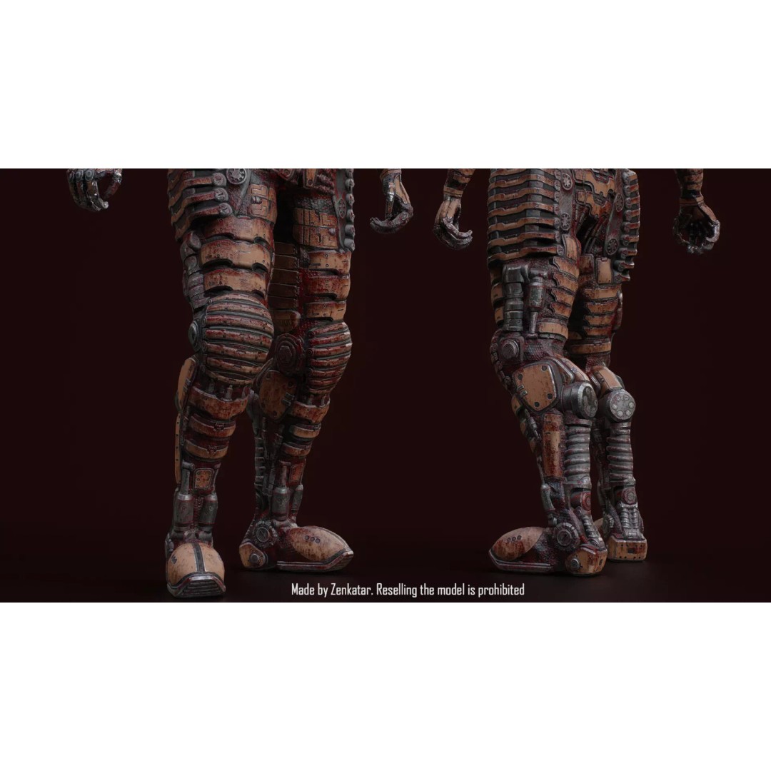 Bloody Horror Robot 3D Model – Low Poly Sci-Fi Character, FBX - View 9