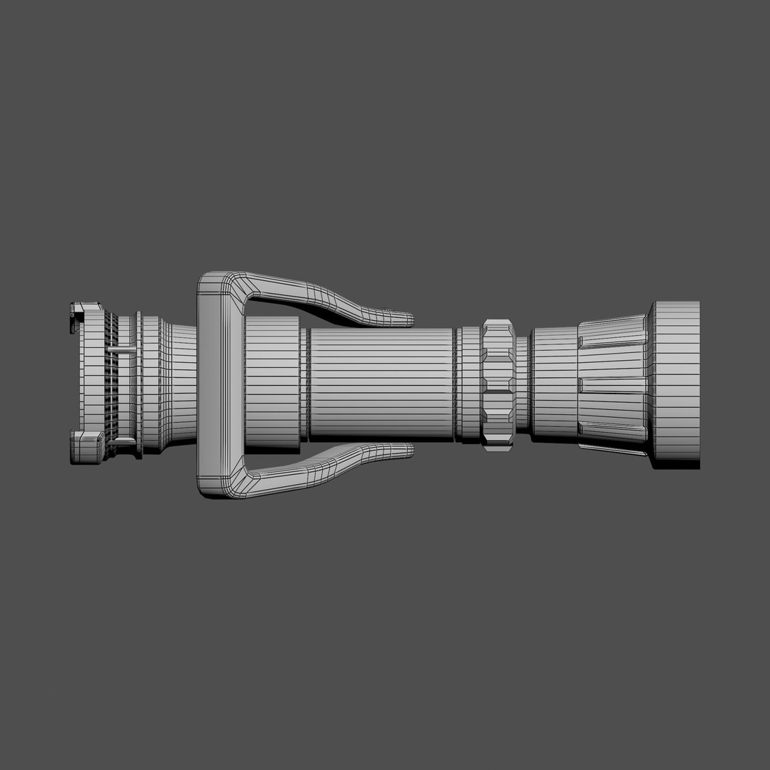 Firehose Gun 3D Model – Realistic Industrial Tool, PBR Textures