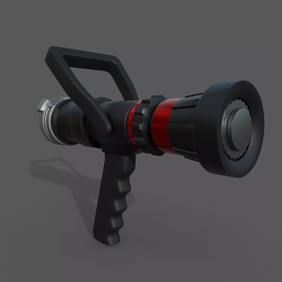 Firehose Gun 3D Model – Realistic Industrial Tool, PBR Textures - View 2