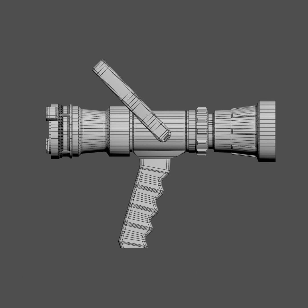 Firehose Gun 3D Model – Realistic Industrial Tool, PBR Textures - View 20