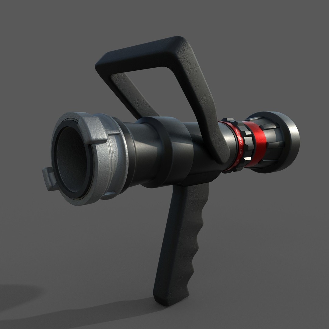 Firehose Gun 3D Model – Realistic Industrial Tool, PBR Textures - View 3