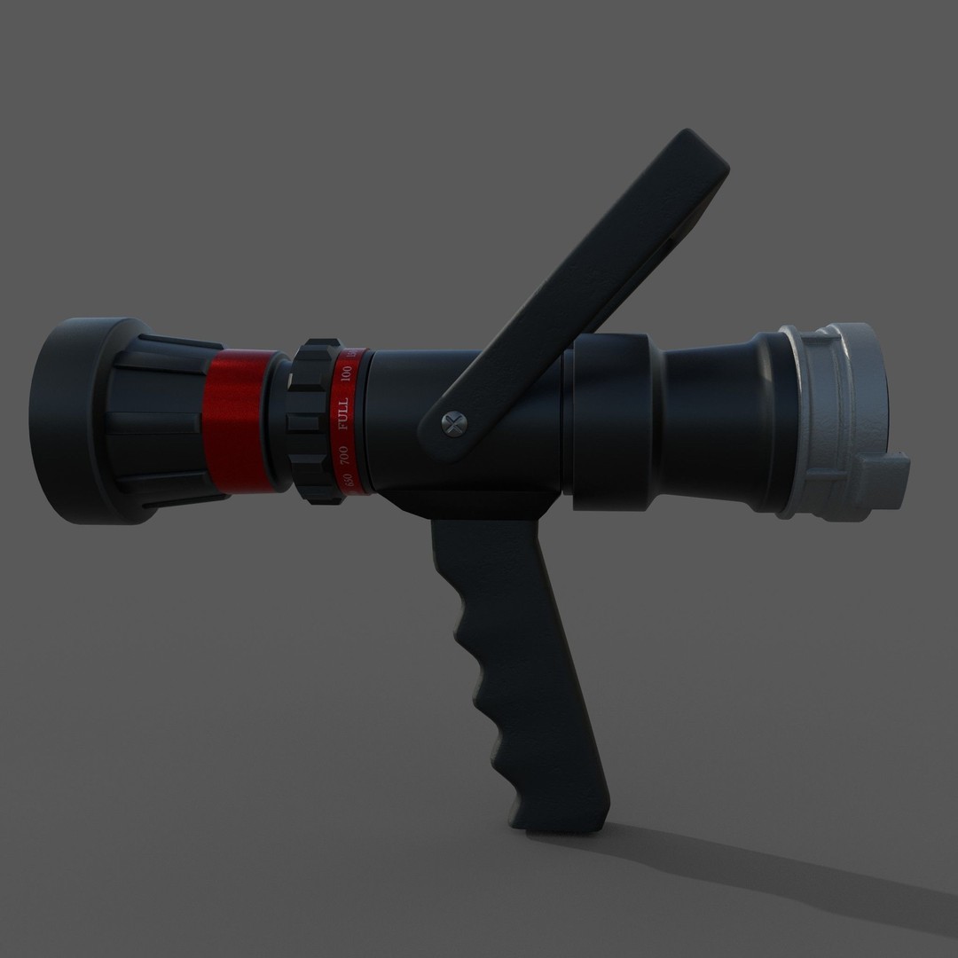 Firehose Gun 3D Model – Realistic Industrial Tool, PBR Textures - View 4