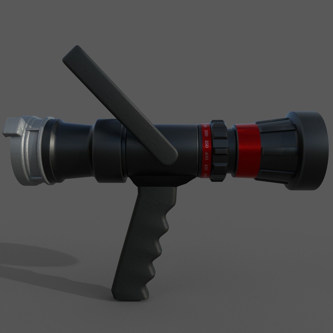 Firehose Gun 3D Model – Realistic Industrial Tool, PBR Textures - View 6