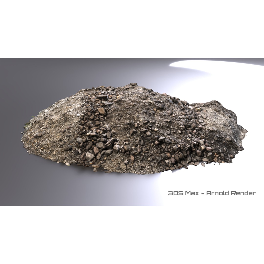 Debris Stones 3D Model – Low Poly Game Asset, FBX, OBJ, PBR - View 10