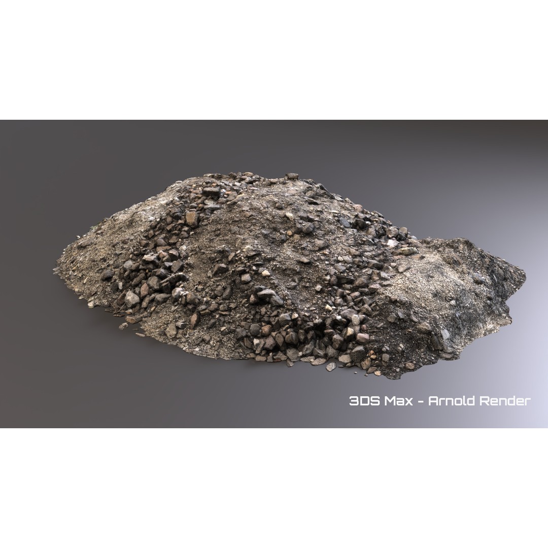 Debris Stones 3D Model – Low Poly Game Asset, FBX, OBJ, PBR - View 11