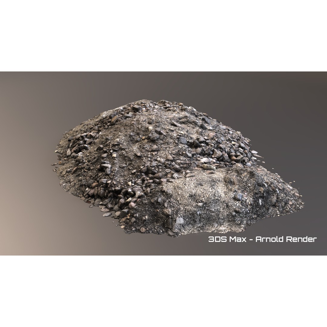 Debris Stones 3D Model – Low Poly Game Asset, FBX, OBJ, PBR - View 12