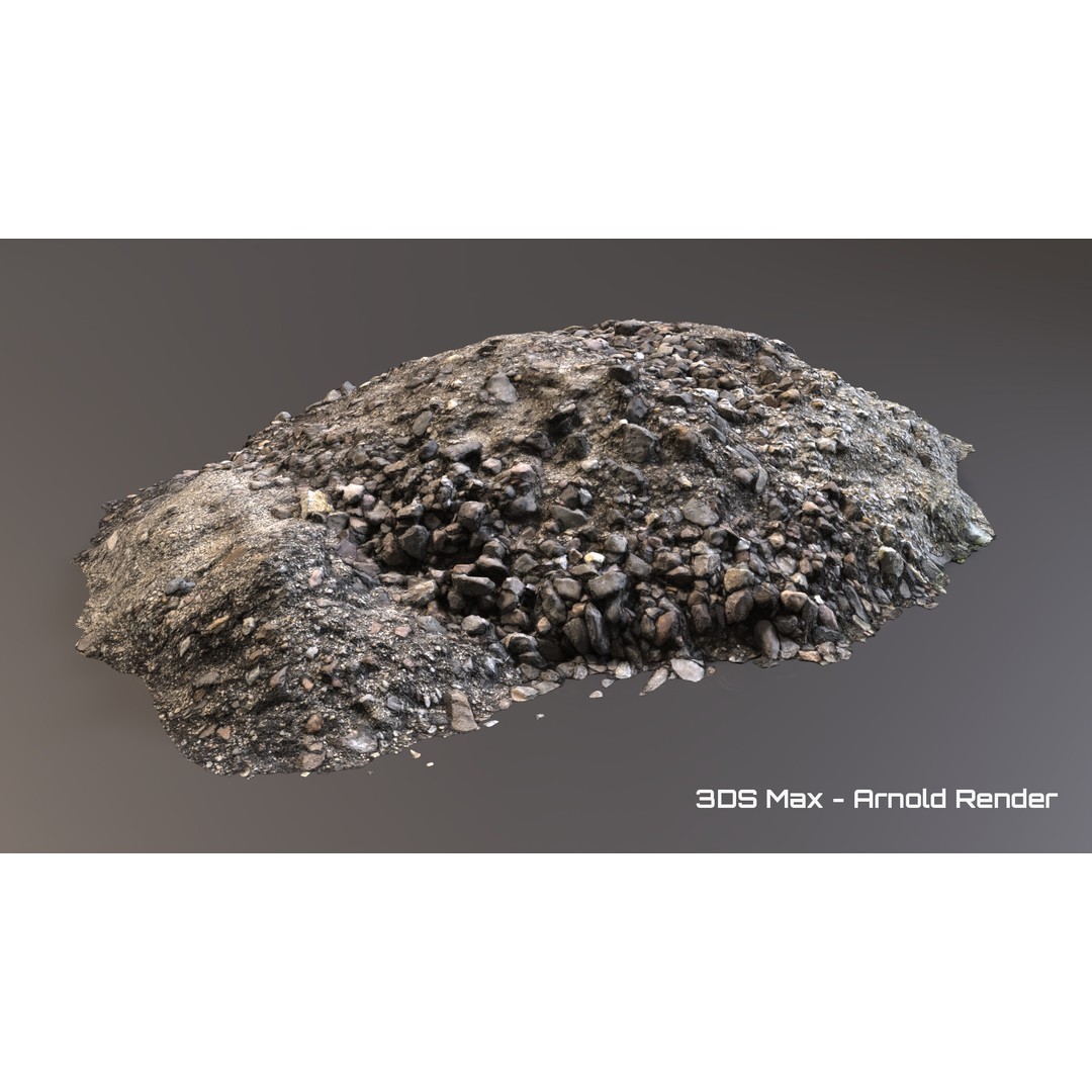 Debris Stones 3D Model – Low Poly Game Asset, FBX, OBJ, PBR - View 3