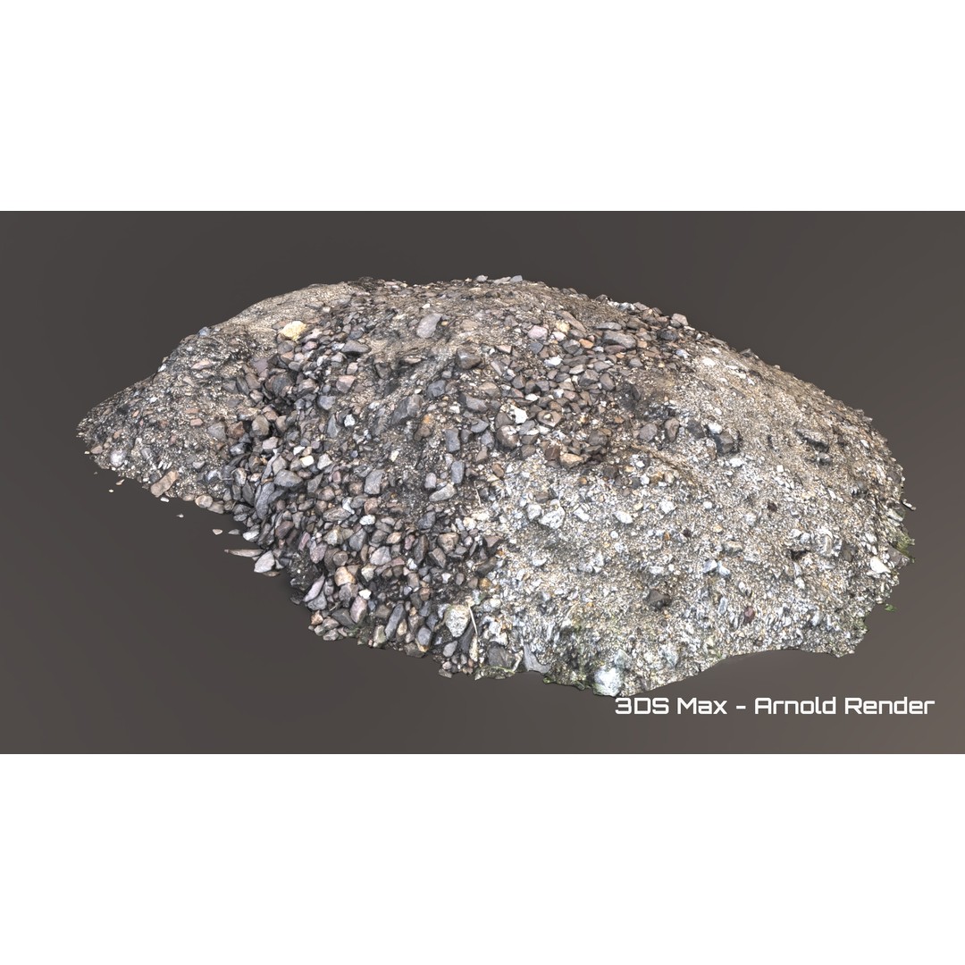 Debris Stones 3D Model – Low Poly Game Asset, FBX, OBJ, PBR - View 4