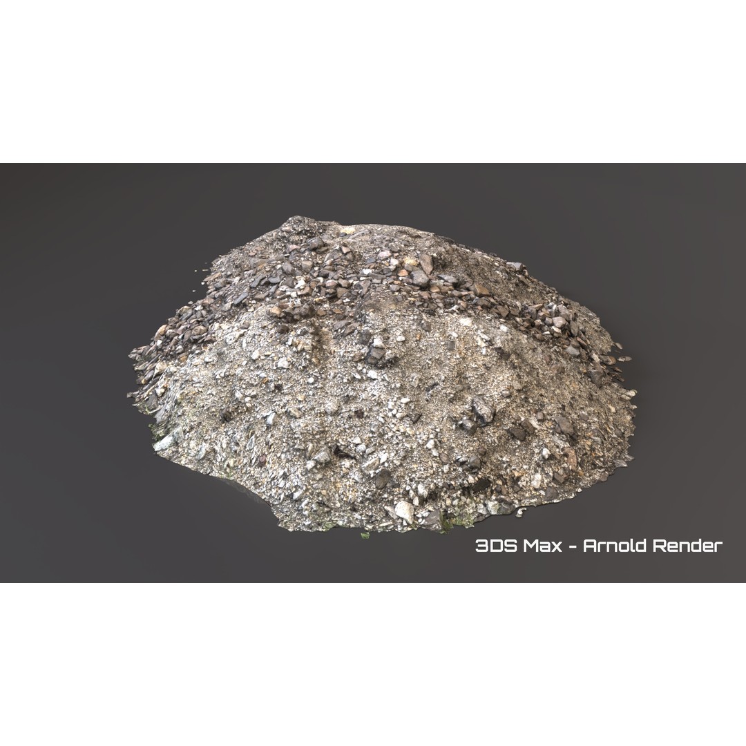 Debris Stones 3D Model – Low Poly Game Asset, FBX, OBJ, PBR - View 6