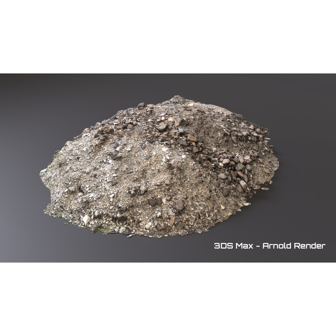 Debris Stones 3D Model – Low Poly Game Asset, FBX, OBJ, PBR - View 7