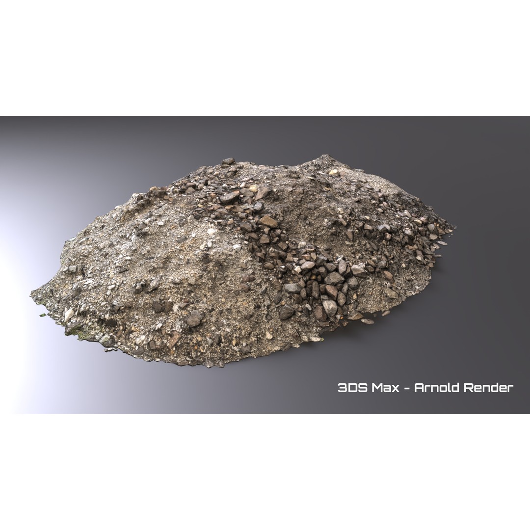 Debris Stones 3D Model – Low Poly Game Asset, FBX, OBJ, PBR - View 8