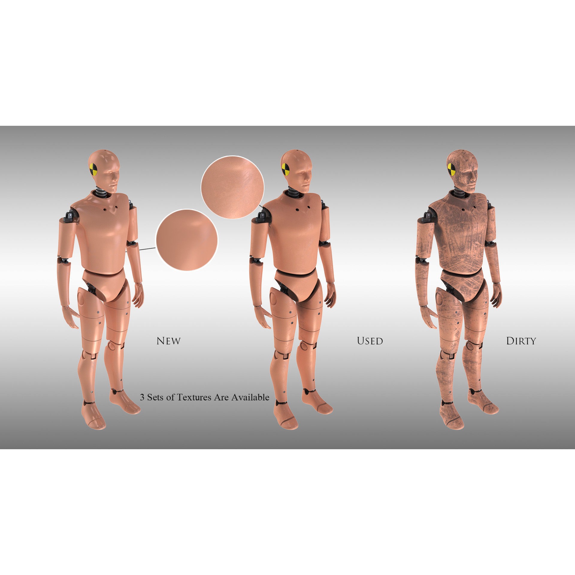 Male Crash Test Dummy - Low-Poly Game-Ready 3D Model - View 3