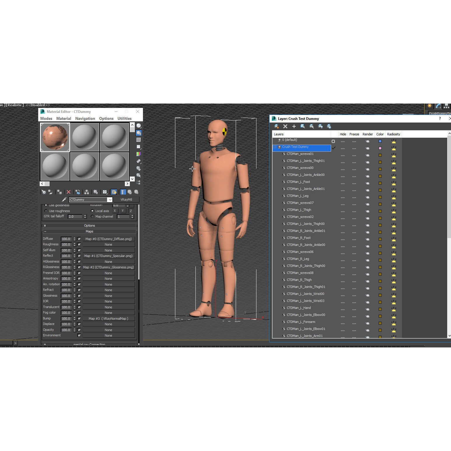 Male Crash Test Dummy - Low-Poly Game-Ready 3D Model - View 9