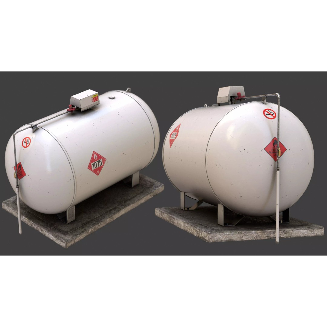 Gas Tank 3D Model – Low Poly Game Ready Asset, PBR Textures - View 2