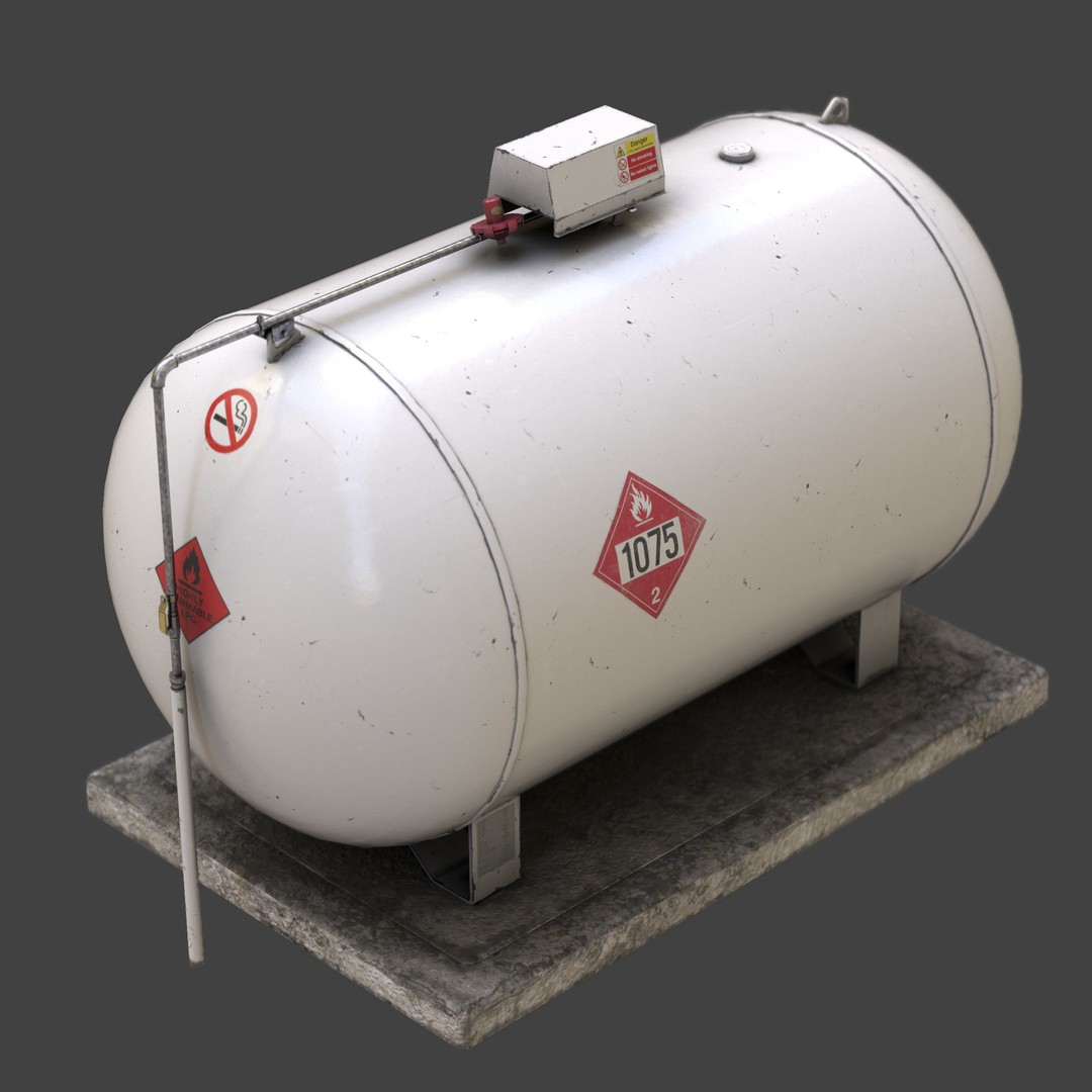 Gas Tank 3D Model – Low Poly Game Ready Asset, PBR Textures - View 3