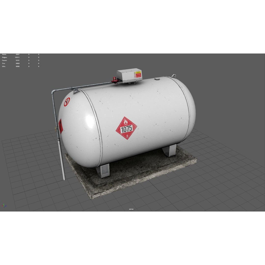 Gas Tank 3D Model – Low Poly Game Ready Asset, PBR Textures - View 4