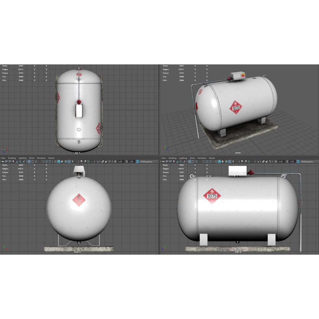 Gas Tank 3D Model – Low Poly Game Ready Asset, PBR Textures - View 7