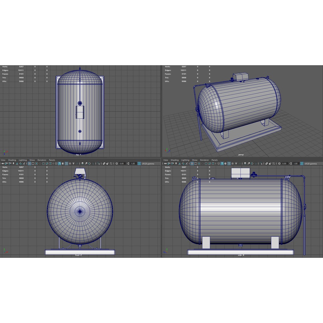 Gas Tank 3D Model – Low Poly Game Ready Asset, PBR Textures - View 9