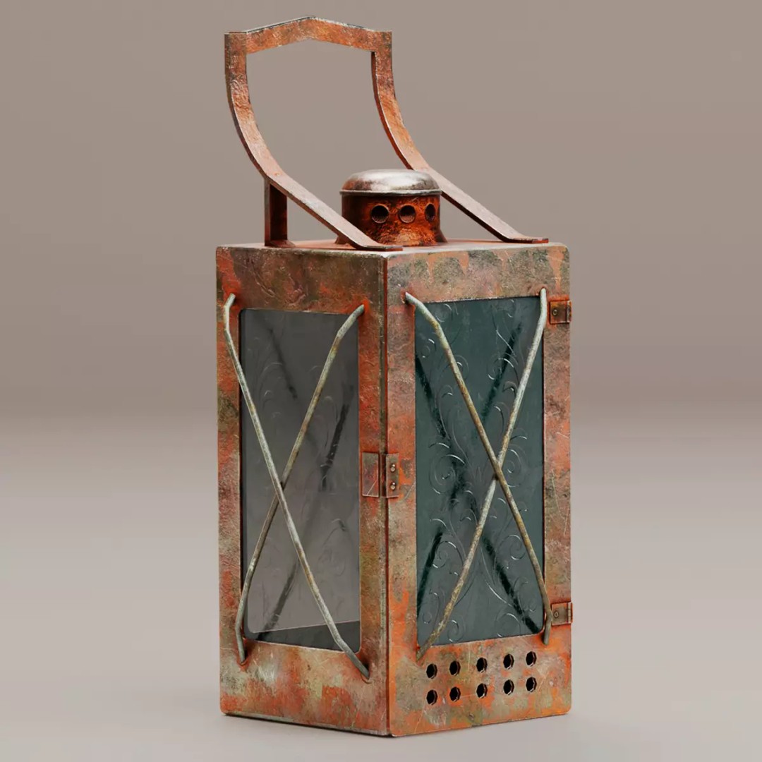 Soviet Railway Lantern 3D Model – Low Poly PBR Game Asset, FBX - View 2