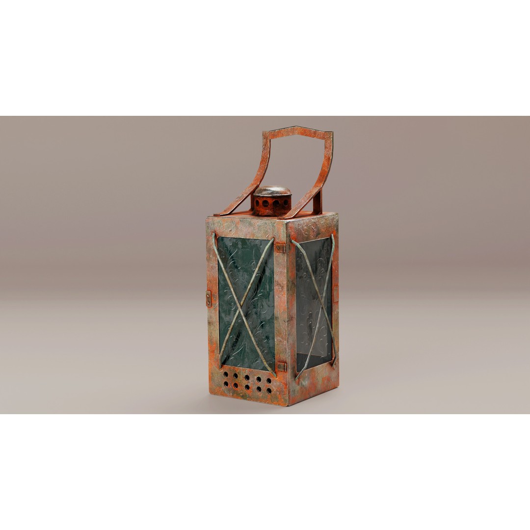 Soviet Railway Lantern 3D Model – Low Poly PBR Game Asset, FBX - View 4