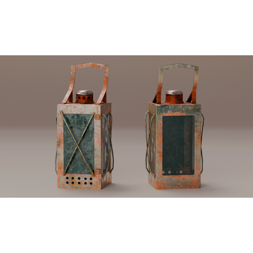 Soviet Railway Lantern 3D Model – Low Poly PBR Game Asset, FBX - View 7