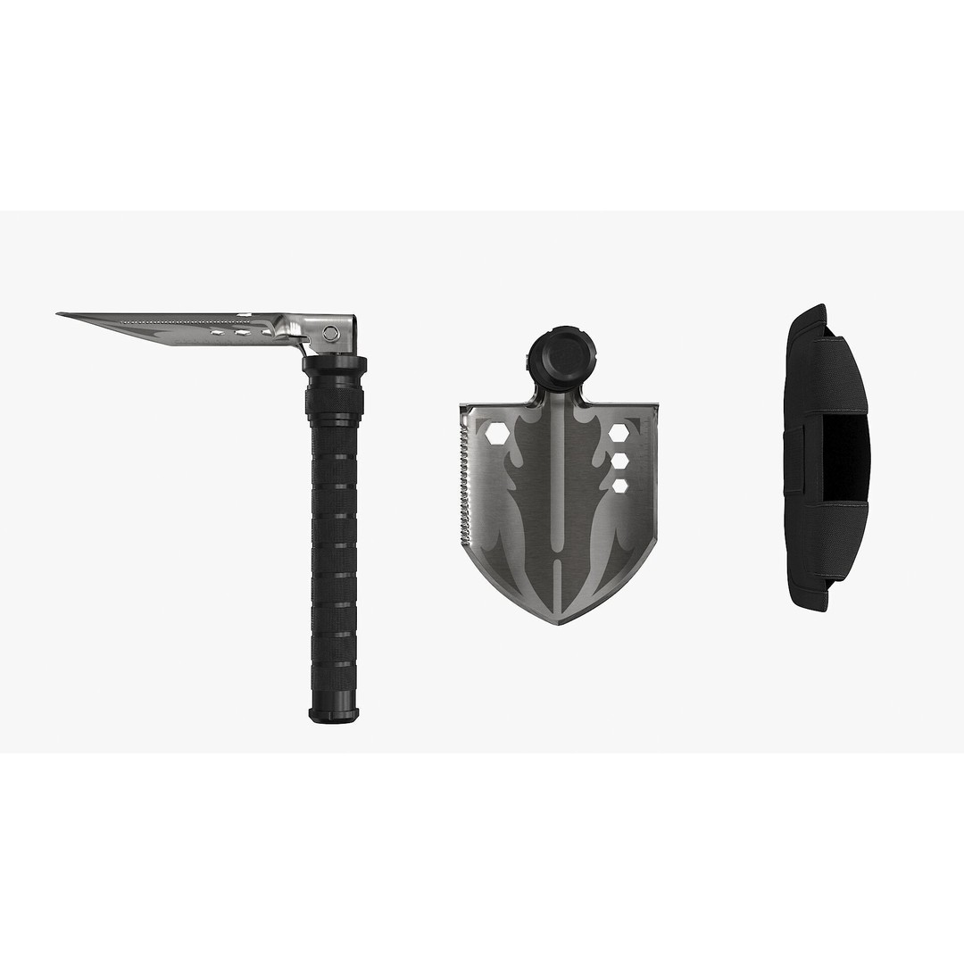 Multifunctional Shovel 3D Model – Low Poly PBR Game Asset, FBX - View 6