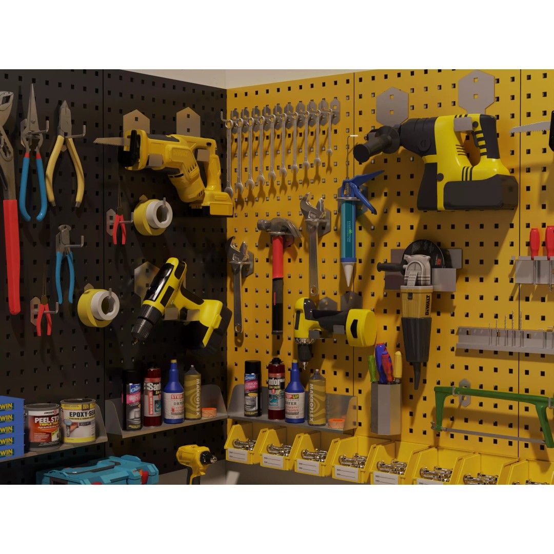 Ultimate Garage Workshop 3D Model – Professional L-Shaped Workbench, FBX, OBJ - View 9