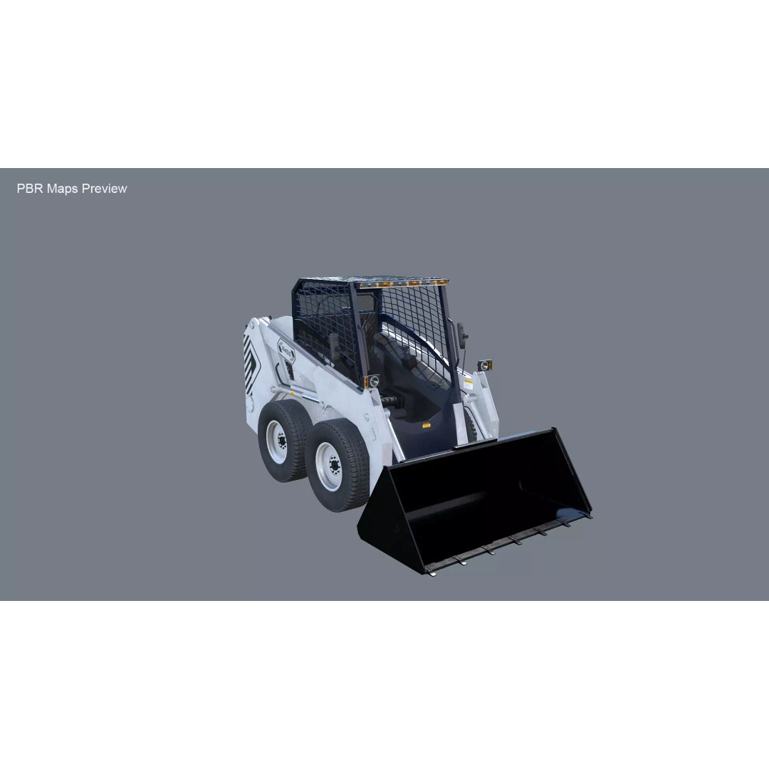 Skid Steer Loader 3D Model – Detailed Industrial Vehicle, PBR - View 11