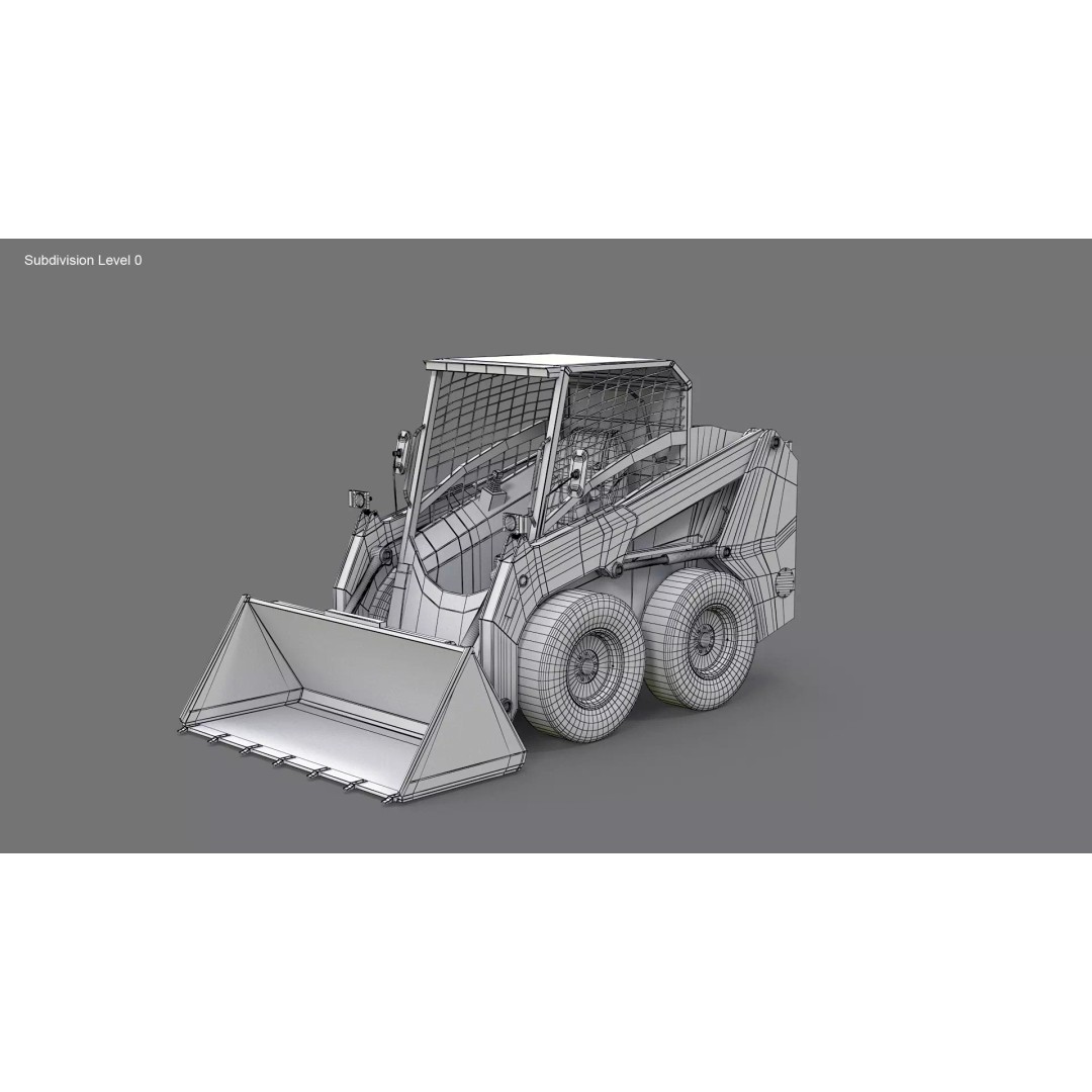 Skid Steer Loader 3D Model – Detailed Industrial Vehicle, PBR - View 13