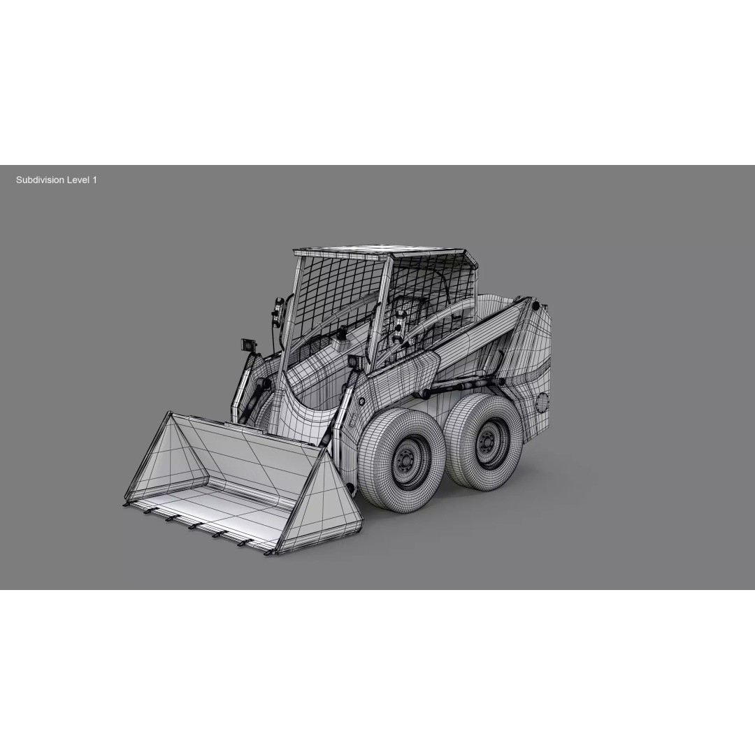 Skid Steer Loader 3D Model – Detailed Industrial Vehicle, PBR - View 14