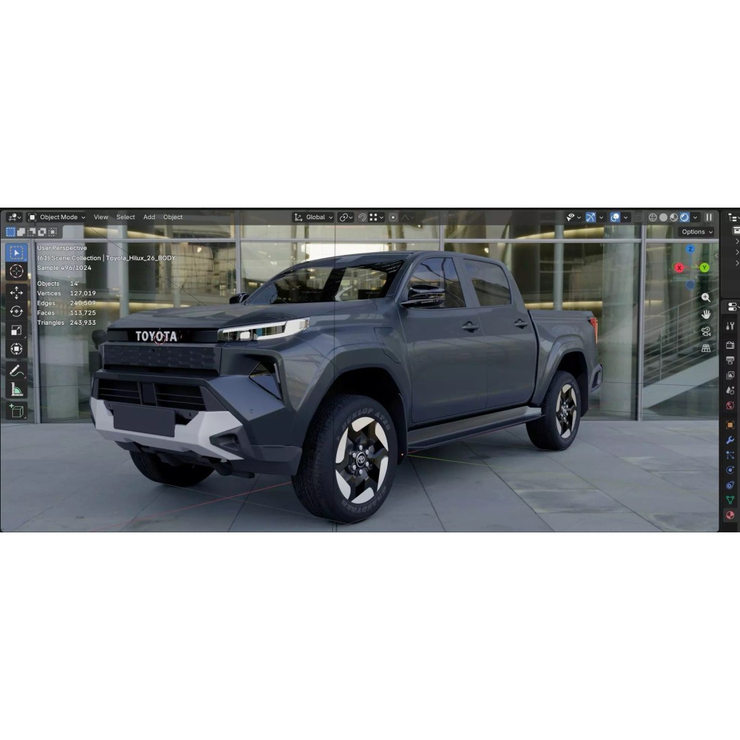Toyota Hilux 2026 BEV 3D Model – High Poly Game-Ready Asset, FBX, OBJ